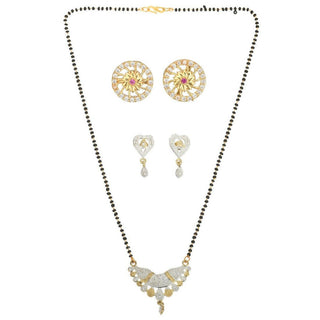 AanyaCentric Gold Plated Mangalsutra with Pendant, 2 Pair Earrings - Distacart