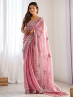 Thumbnail for Mitera Floral Sequinned Saree - Distacart