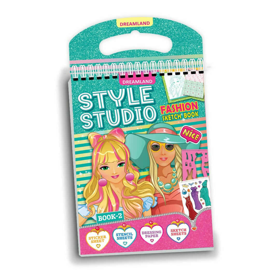 Dreamland Publications Style Studio Fashion Sketch Activity Book 2 for Girls Age 4-8 years