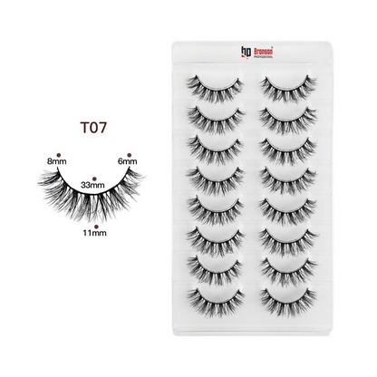 Bronson Professional Eyelash Set 3d False Long And Natural Eye Makeup - T07 - Dista