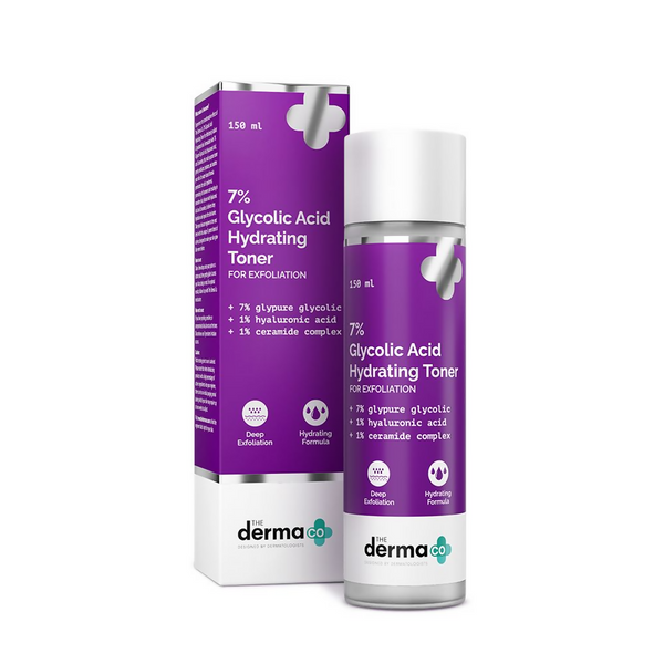 The Derma Co 7% Glycolic Acid Hydrating Toner With Glycolic Acid & Hyaluronic Acid For Gentle Exfoliation - Distacart