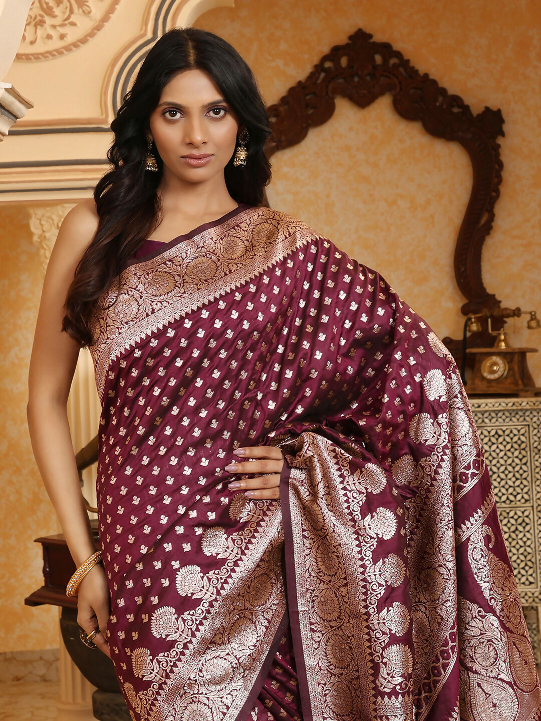 Astita Banarasi Silk Purple Saree