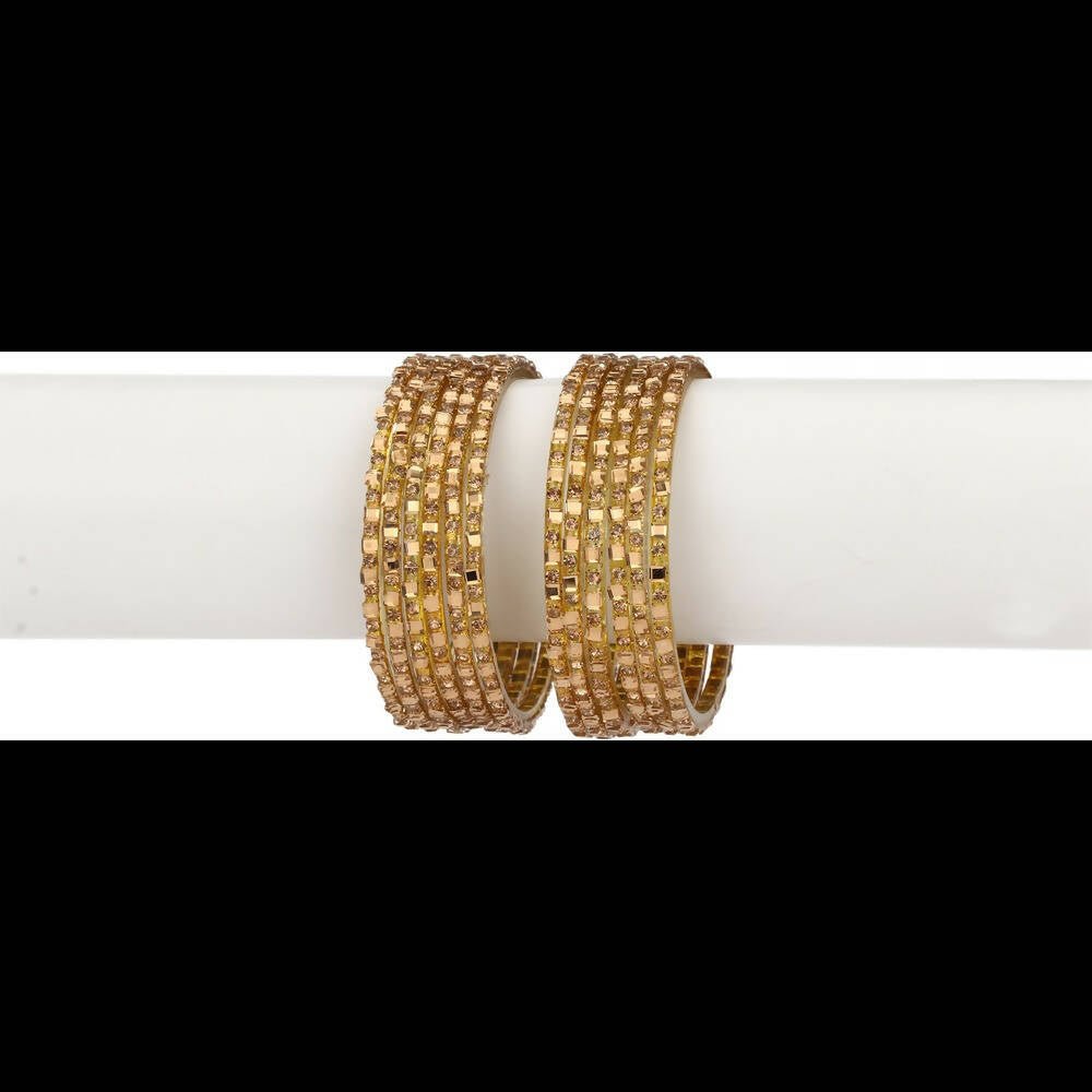 Afast Bridal Wedding & Party Fashionable Colorful Glass Bangle/Kada Set, Pack Of 12 - Yellow - Distacart