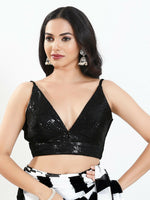 Thumbnail for Joban Fashion Black Sequin Padded Blouse With V Neck Sleeveless - Distacart