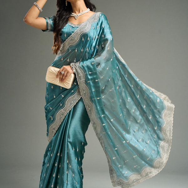 kasee Floral Embroidered Silk Blend Saree - Distacart