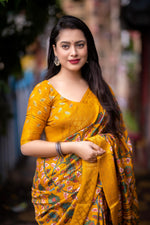 Thumbnail for Mustard Slub Silk Printed Saree with Unstitched Blouse - Hiral Fashion - Distacart