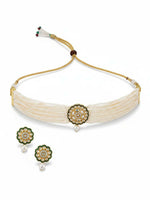 Thumbnail for NVR Women Gold Plated White Kundan Jewellery Set - Distacart