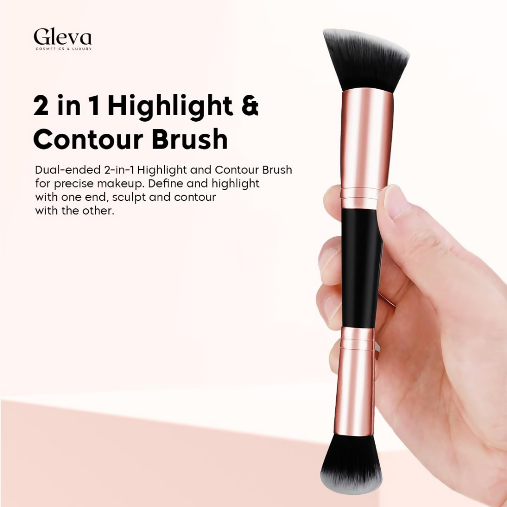 Gleva Multipurpose Kabuki Makeup Brush Dual-Ended Foundation Brush - Dark Brown - Distacart