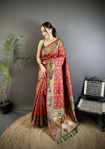 Thumbnail for Joban Fashion Red Banarasi Soft Silk Woven Saree