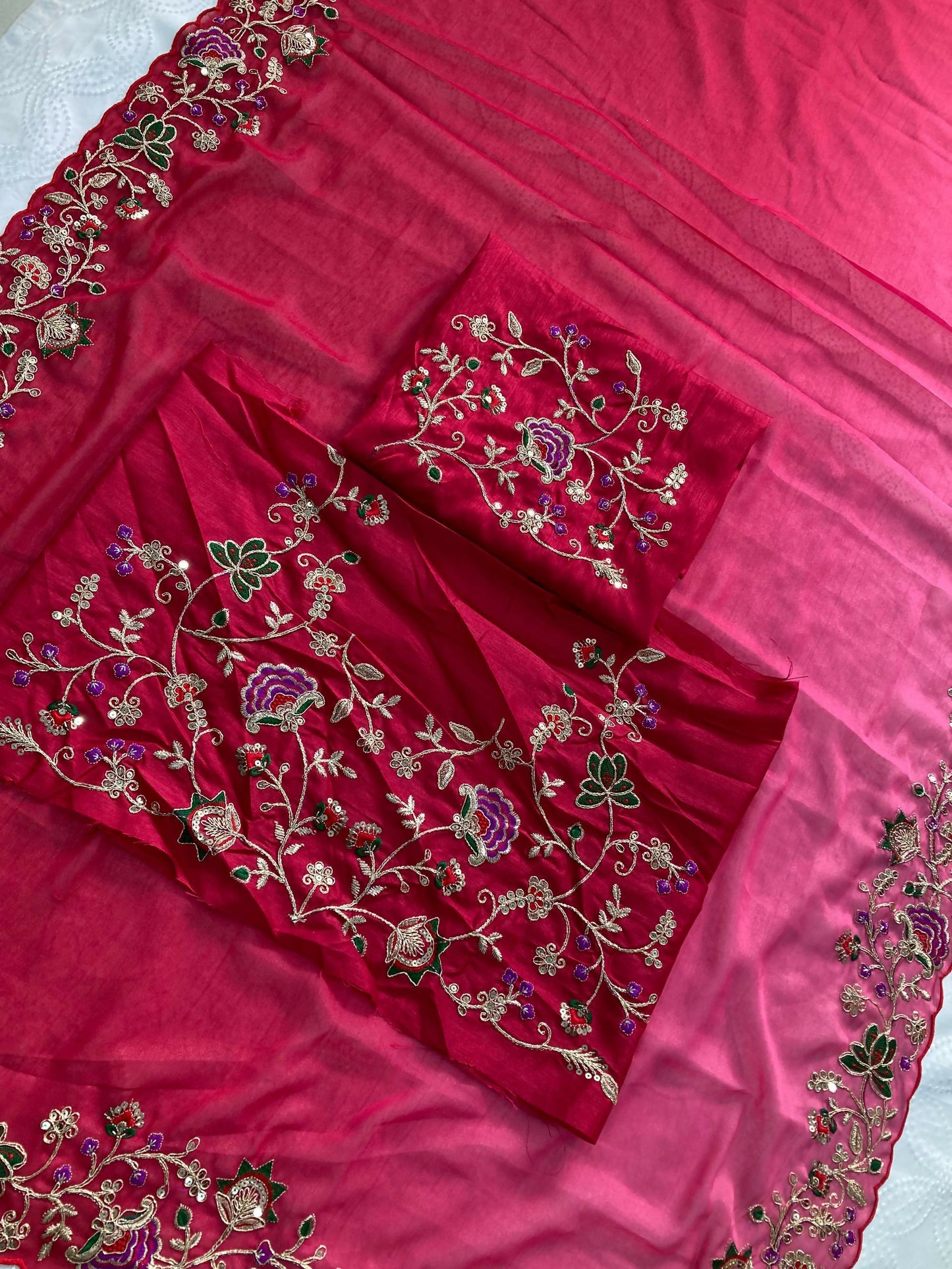 Teeya Creation New Exclusive Wedding Wear Georgette Saree-Pink - Dista