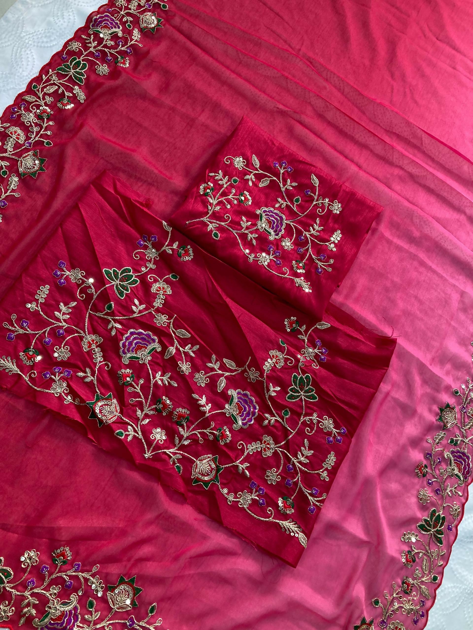 Teeya Creation New Exclusive Wedding Wear Georgette Saree-Pink - Dista