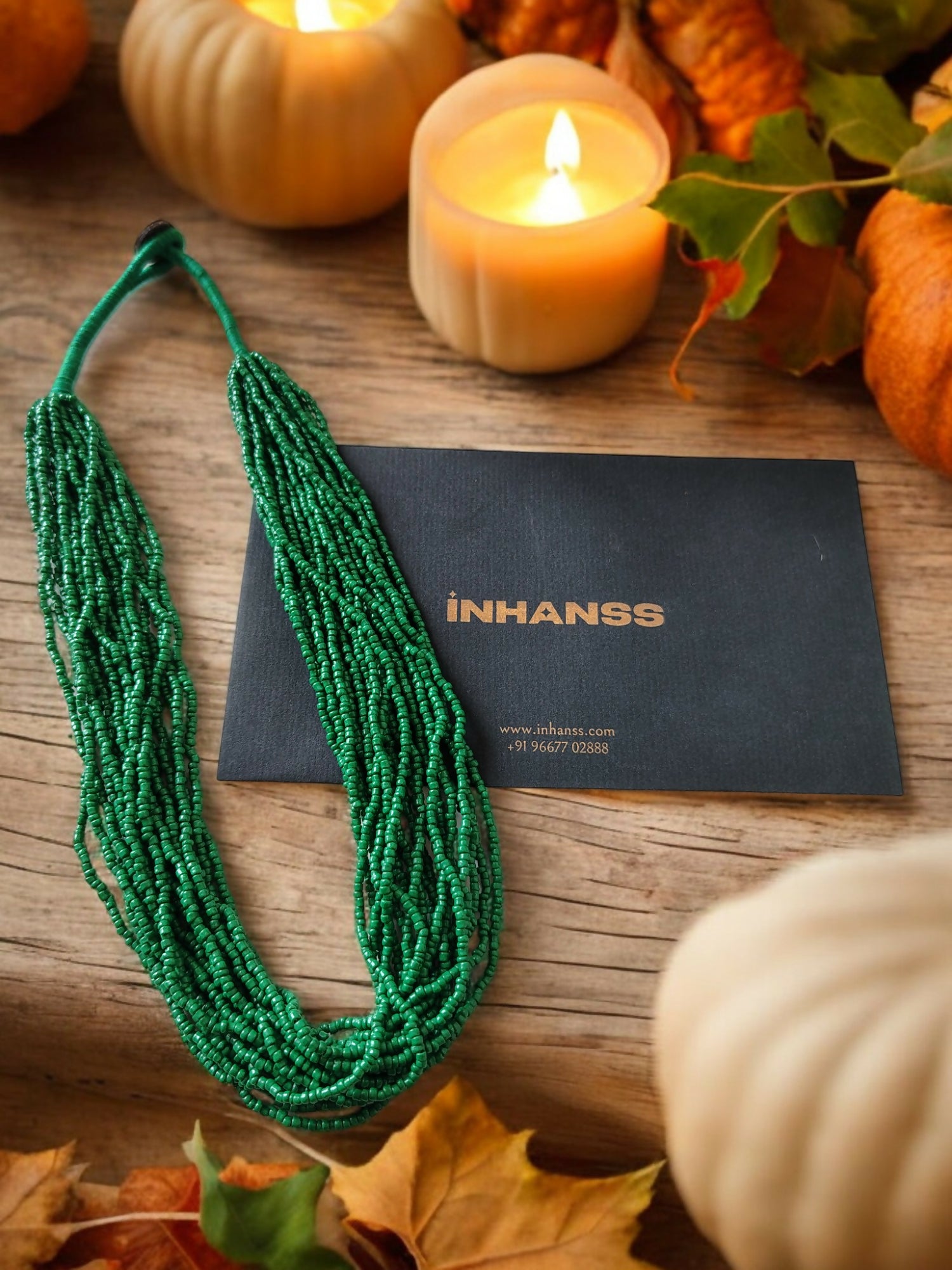 Inhanns Handmade Beaded Multilayer Necklace, 20 Layers - Green - Distacart