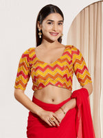 Thumbnail for Joban Fashion Yellow Chiffon Padded Blouse With Square Neck Elbow Sleeves - Distacart