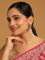 Thumbnail for Nuyug 22K Gold Plated Pearls Studded Contemporary Shaped Enamel Jhumkas
