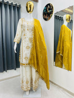 Thumbnail for Teeya Creation White Color Chinon Silk Party Wear Trending Palazzo Set - Distacart