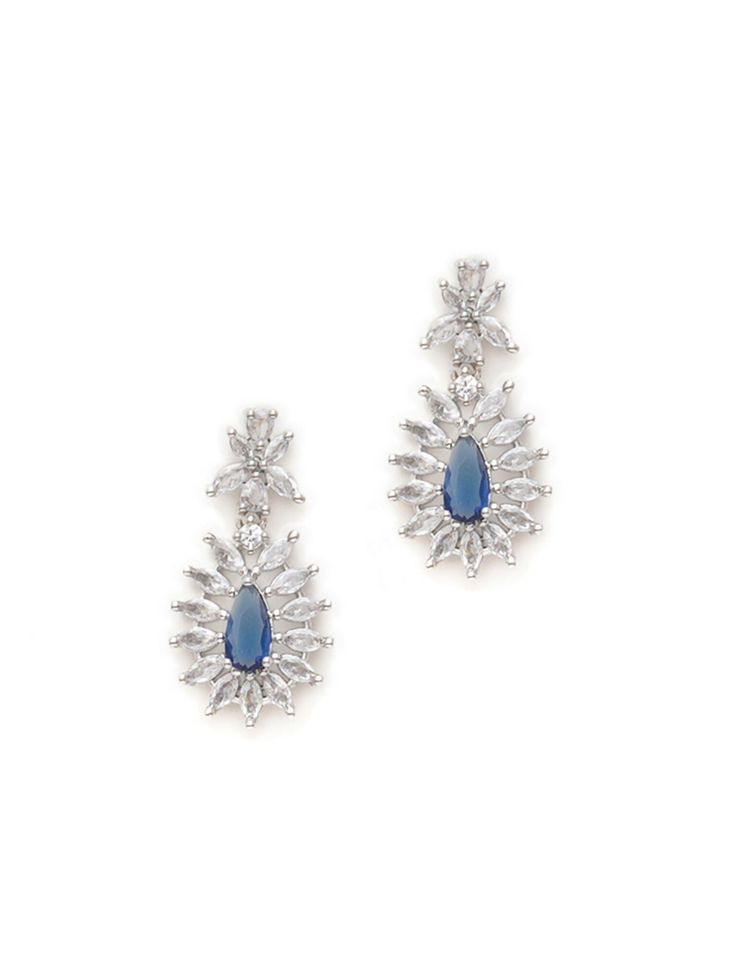 Long kundan earring (Blue) - Ruby Raang - Distacart