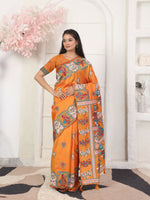 Thumbnail for Astita Silk Blend Orange Saree