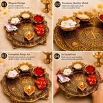 Thumbnail for Chhariya Crafts Metal Pooja Thali With Diya - Dista