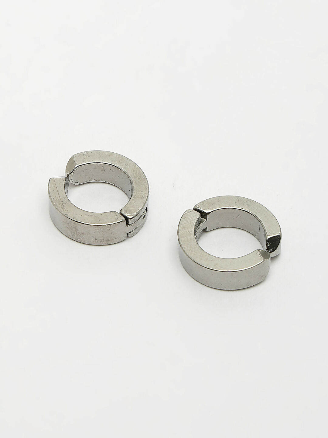 NVR Men's Silver-Plated Stainless Steel Hoop Earrings - Distacart