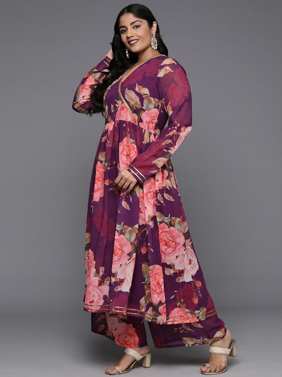 Ahalyaa Women's Traditional wear Kurta Set - Purple - Distacart