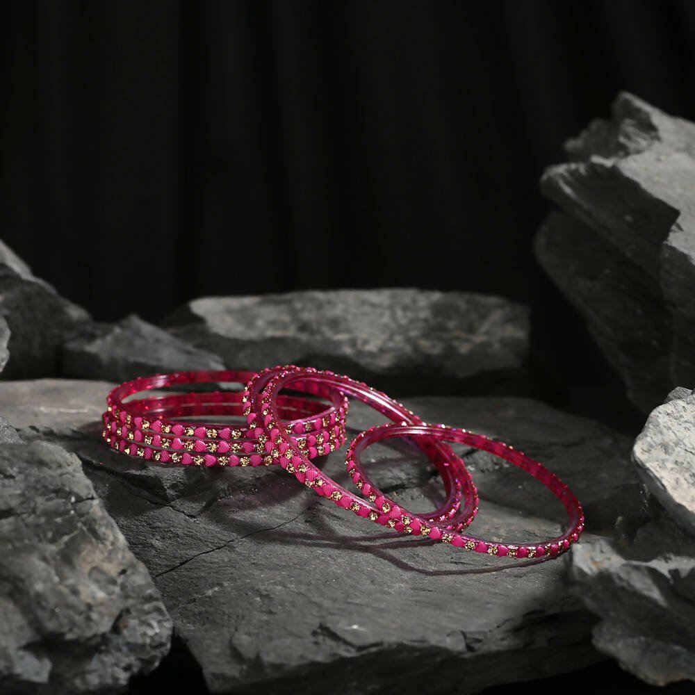 Afast Elegant Bridal & Wedding Party Fashion Bangle/Kada Set, Pink, Glass, Pack Of 12 Model No- A6 - Distacart