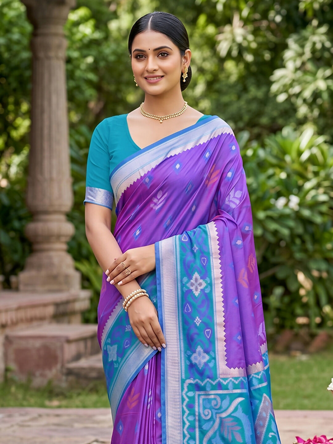 Shree Shyam Fashion Purple Soft Silk Saree - Dista