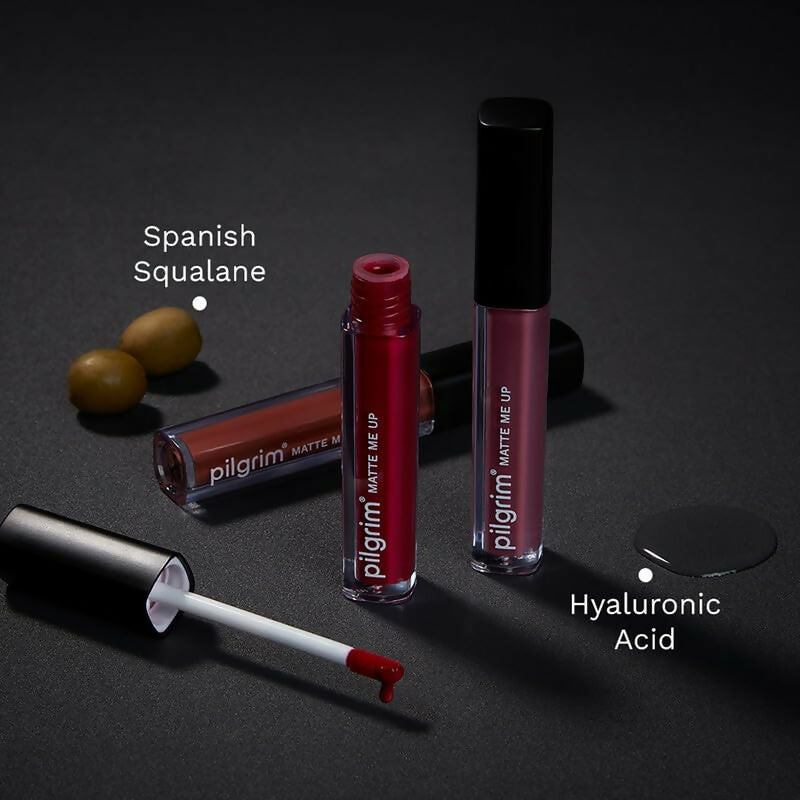 Pilgrim Liquid Matte Lipstick with Hyaluronic Acid - The Red Stiletto - Distacart