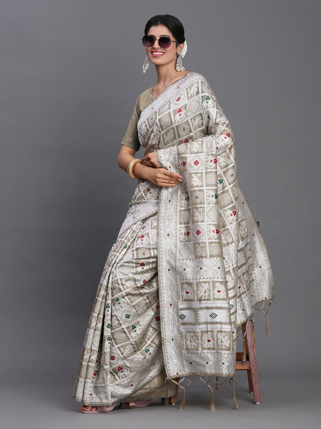 Astita Linen Cotton Beige Saree