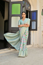 Thumbnail for Vishnu Weaves Women's Sea-Green Banarasi Silk Saree with Blouse - Distacart
