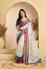 Thumbnail for Vastranavya Digital Printed Linen Ready To Wear Pocket Saree with Unstitched Blouse - Distacart