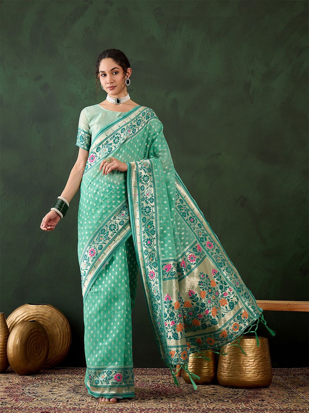 Mitera Woven Design Zari Saree - Distacart
