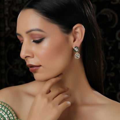Duet Gold and Meenakari Earrings (Gold) - Ruby Raang - Distacart