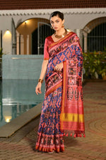 Thumbnail for Vishnu Weaves Women's Royal Banarasi Silk Patola Printed Saree with Blouse