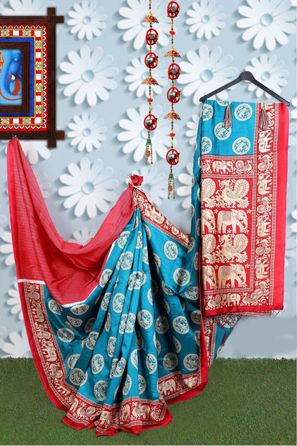 Vamika rama & wine Printed Art Silk Saree - Distacart