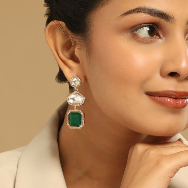 Nuyug Emerald Drop Anti Tarnish Sparkle Earrings