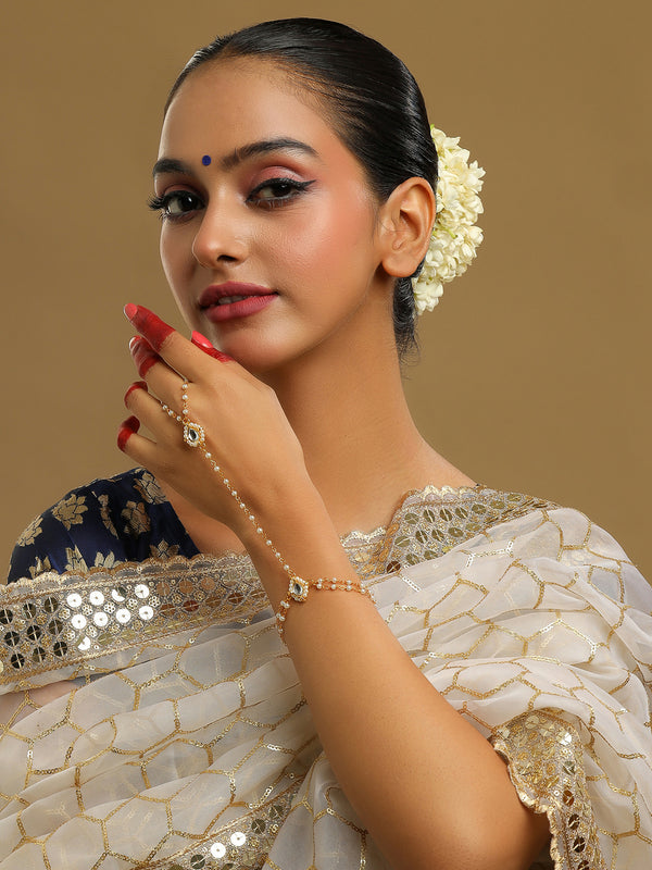 Ruby Raang Gold Kundan Haath Phool