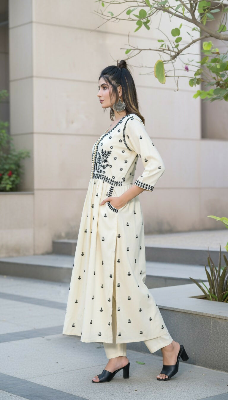 BulBul Meenaxi Beige Rayon Kurta Set - Distacart