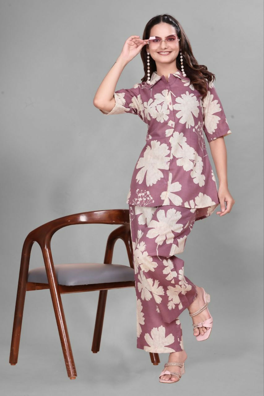 Preksha Creation Cotton Floral Print Kurta Set Co-Ord Set