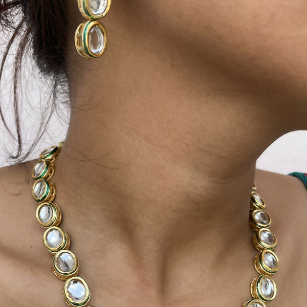 Joban Fashion Hand Made High Quality Gold Plated Base Metal Alloy Kundan Stone Studded Kundan Jewellery Set - Distacart