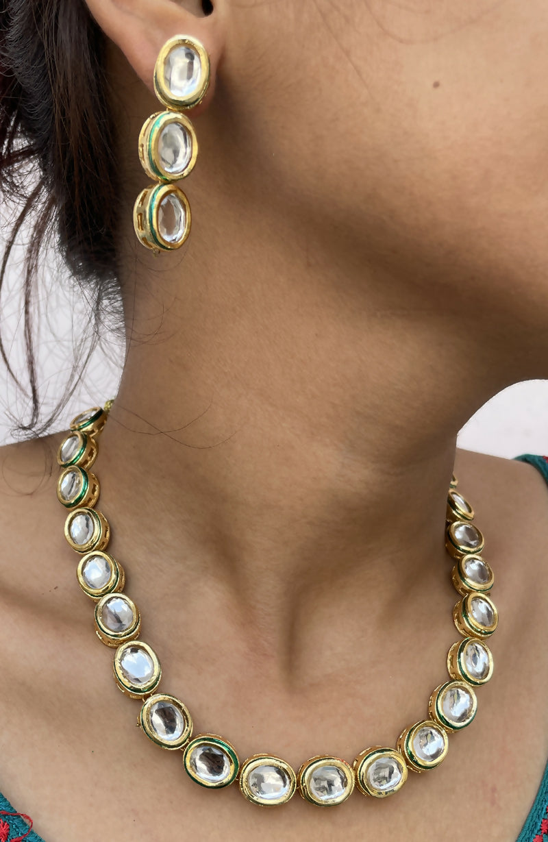 Joban Fashion Hand Made High Quality Gold Plated Base Metal Alloy Kundan Stone Studded Kundan Jewellery Set - Distacart