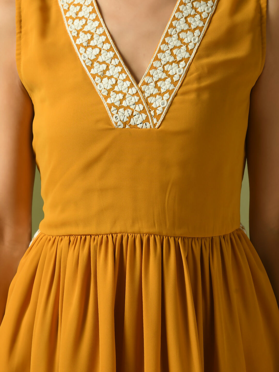 Myshka Women's Yellow Solid Georgette Anarkali Party Kurta Set - Distacart