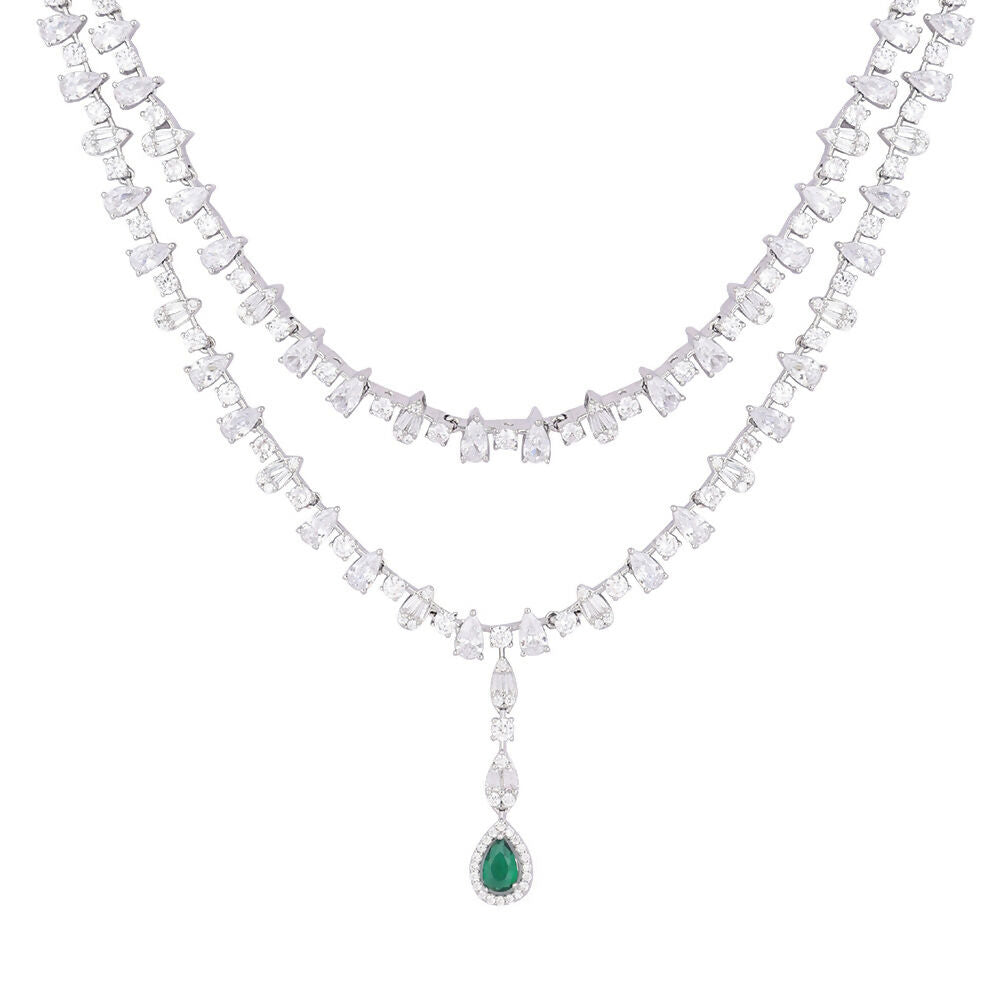 Nuyug Crystal Luster Cubic ZIrcon Necklace Set - Distacart