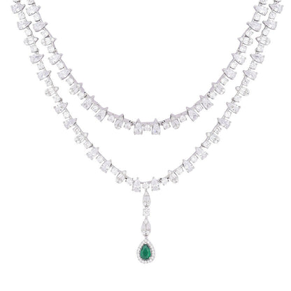 Nuyug Crystal Luster Cubic ZIrcon Necklace Set - Distacart