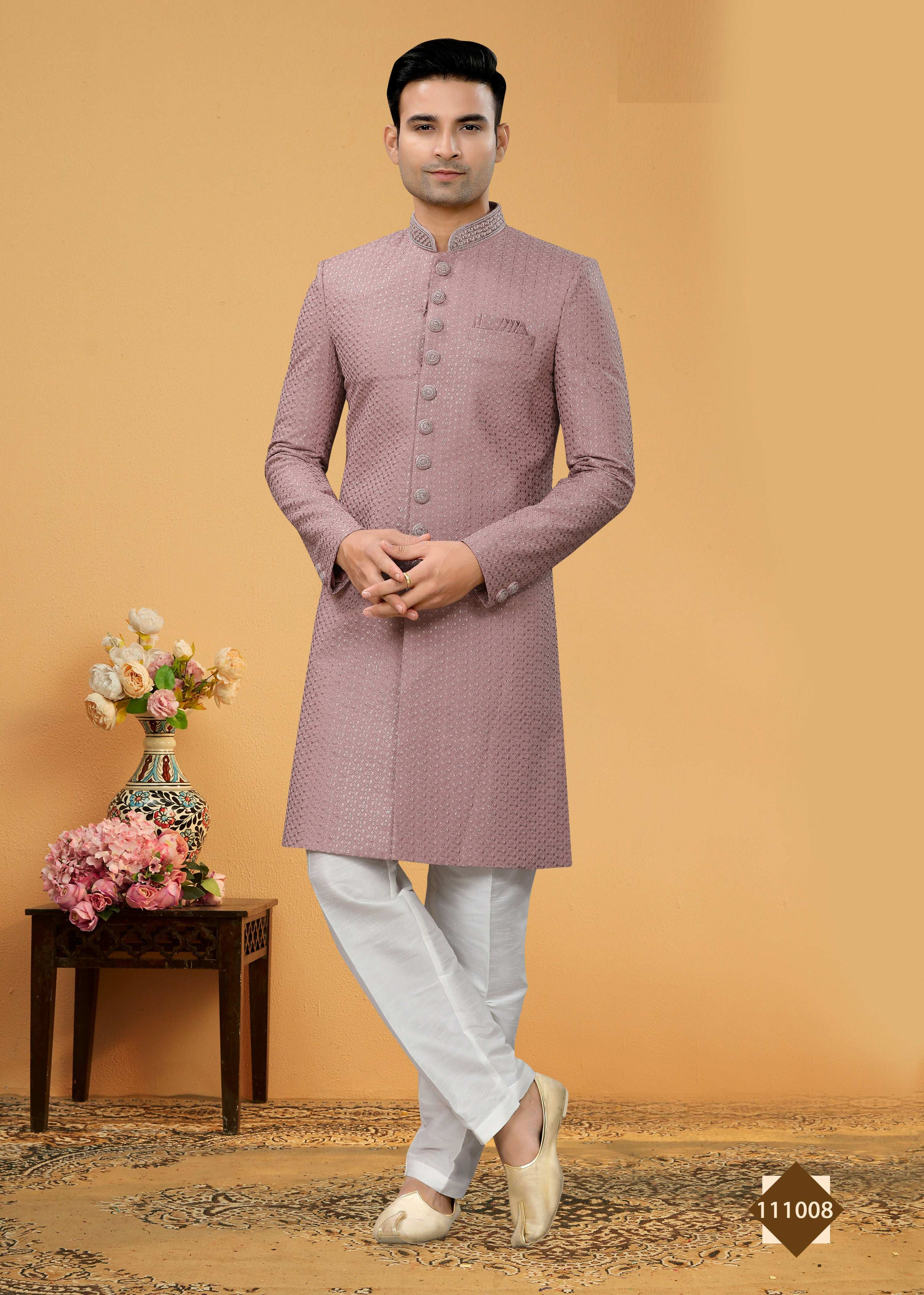Joban Fashion Men's Light Purple Seltor Plain Kurta Pyjama set - Distacart
