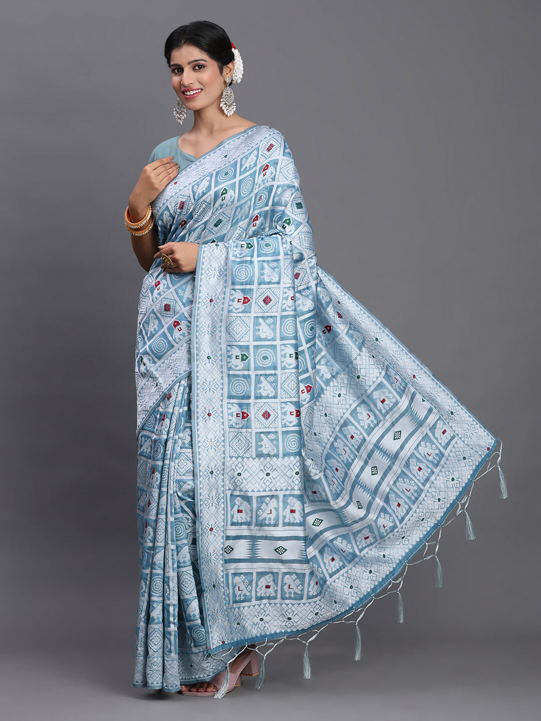 Astita Linen Cotton Sky Blue Saree