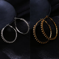 Thumbnail for NVR Women's Set of 2 Gold & Silver Beaded Circular Hoop Earrings - Distacart