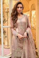 Thumbnail for Anaita Brown Viscose Silk Readymade Palazzo Suit with Embroidery Work - Distacart