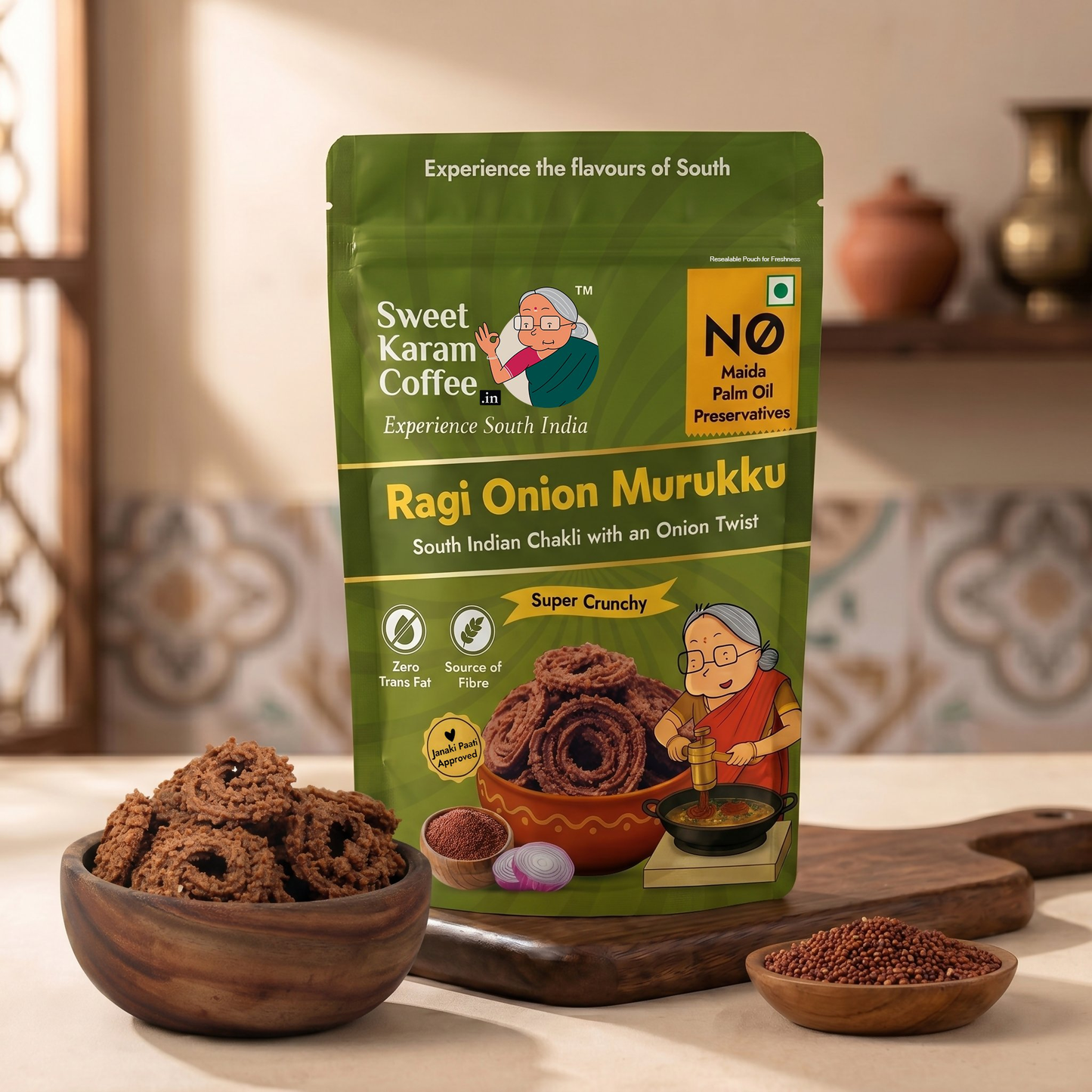 Sweet Karam Coffee Ragi Onion Murukku - Dista