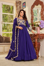 Thumbnail for Teeya Creation Womens Casual Party Wear Heavy 5Mm Sequence Embroidery Work Gown Set - Dista