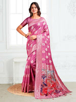 Thumbnail for Astita Linen Cotton Pink Saree